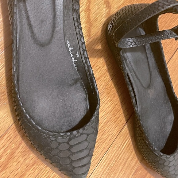 Joie black leather snake skin ankle strap pointed toe ballet flats - Picture 4 of 4